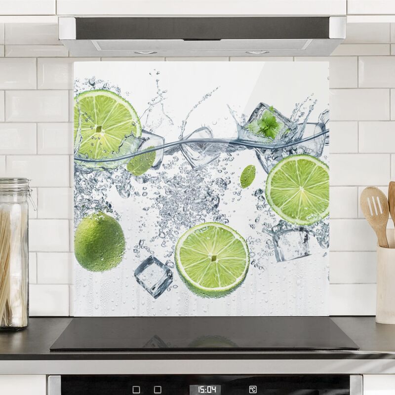 

Panel antisalpicaduras de cristal - Refreshing Lime - Cuadrado 1:1 Dimensión LxA: 59cm x 60cm