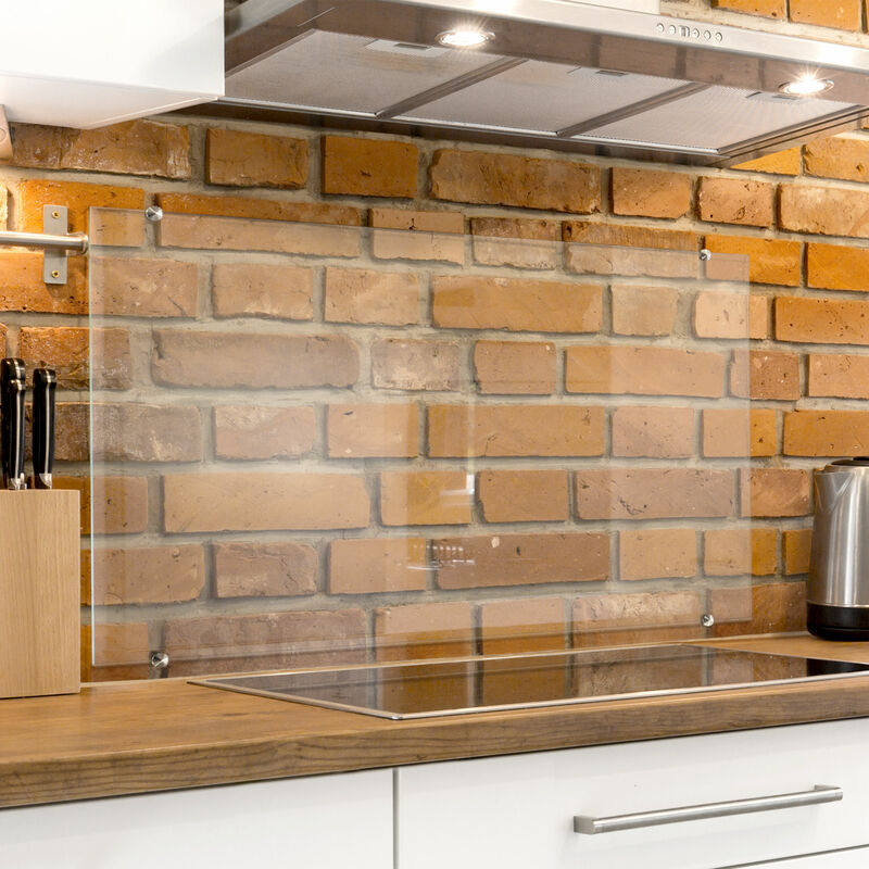 

Panel antisalpicaduras de cristal transparent incl. wall mount stand off - Horizontal 3:4 Dimensión LxA: 59cm x 80cm