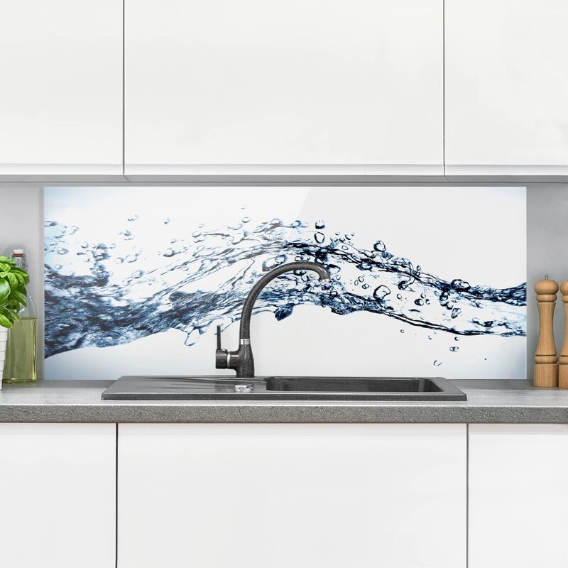 

Panel antisalpicaduras de cristal - Water Splash - Panorámico Dimensión LxA: 40cm x 100cm
