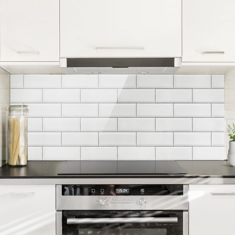 

Panel antisalpicaduras de cristal - White Ceramic Tiles - Panorámico Dimensión LxA: 50cm x 125cm