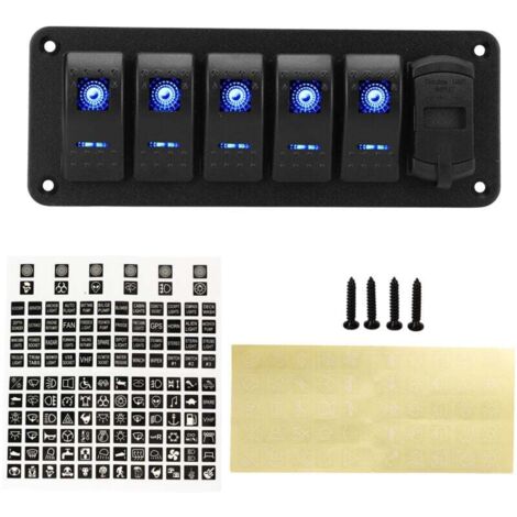 Panel combinado Ulisem para autocaravanas, barcos y yates, panel de interruptores 5+1