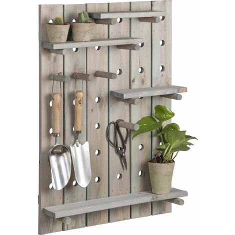 Panel con 4 estantes de pino para plantas