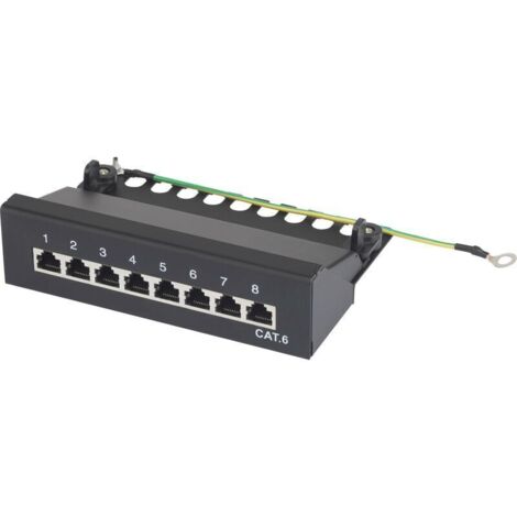 Panel de conexión CAT6 de 8 puertos y 1U con conectores RJ45 – W633411