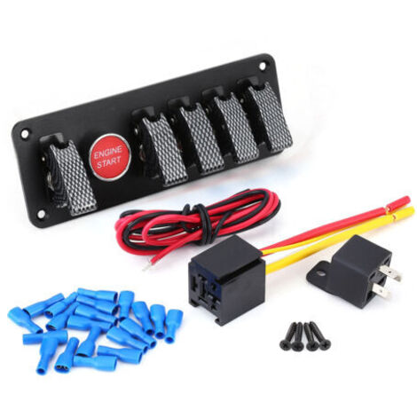 Panel de control de encendido basculante de 6 grupos y 12 V con botón pulsador de arranque del motor para coche de carreras de fibra de carbono.