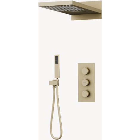 Panel de ducha termostático en oro cepillado - Sirius