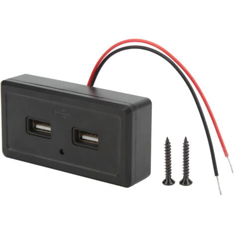 Panel de enchufe del cargador de coche, cargador de coche rápido de 12 V-24 V de doble puerto de autobús RV, Panel de salida USB Universal impermeable negro