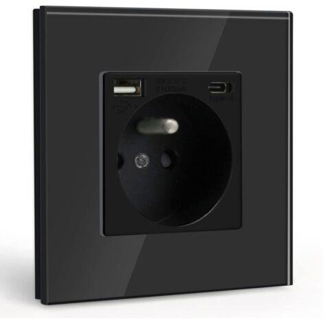 Panel de enchufes francés de 16 A con USB + tipo C86