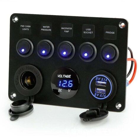 Panel de interruptores basculantes KZQ de 5 posiciones, impermeable, para coche, barco, camión, remolque, SUV, caravana, 12 V/24 V
