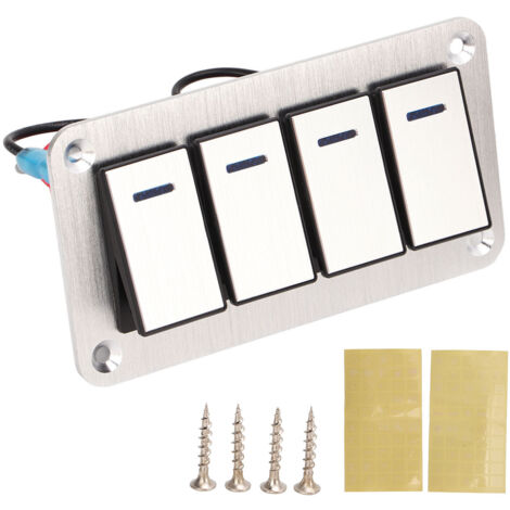Panel de interruptores de aleación de aluminio de 4 posiciones, caja de control central para automóviles y yates, 12-24 V, 20 A, LED azul