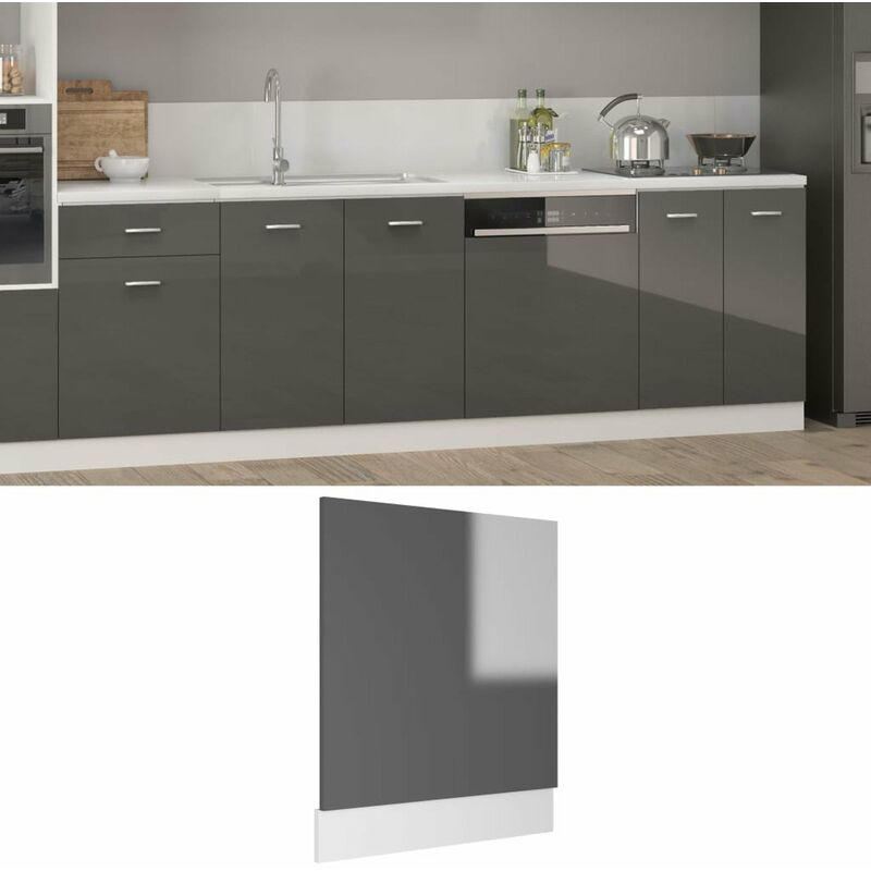 

Happyshopping - Panel de lavavajillas aglomerado gris brillo 59,5x3x67 cm