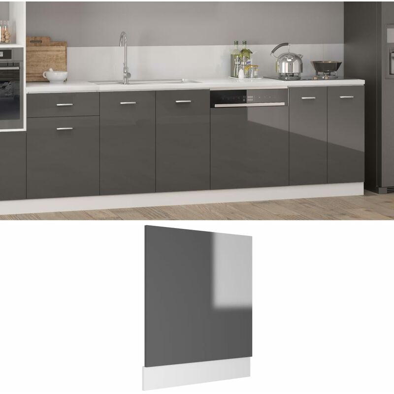 

Panel de lavavajillas aglomerado gris brillo 59,5x3x67 cm