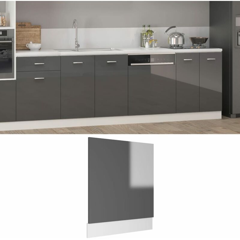 

Panel de lavavajillas aglomerado gris brillo 59,5x3x67 cm - Gris