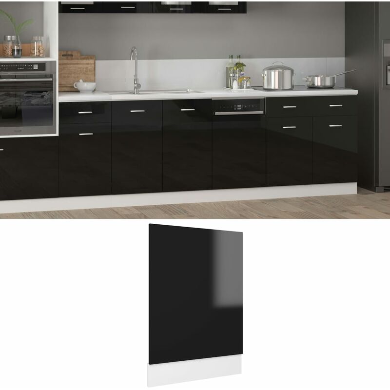 

Panel de lavavajillas aglomerado negro brillo 45x3x67cm