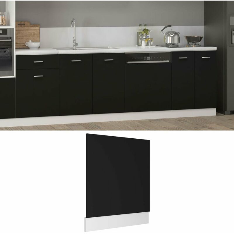 

Panel de lavavajillas de aglomerado negro 59,5x3x67 cm
