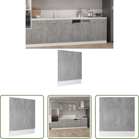 Panel de madera -  Panel para lavavajillas "Lyon" gris hormigón 59,5x3x67 cm madera de ingeniería