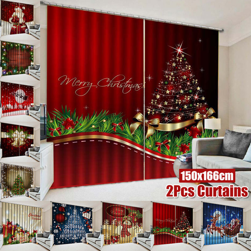 

Panel de pantalla de puerta de cortina de ventana de impresión 3D de 2 piezas para decoración navidea navidea (9 #) Navidad