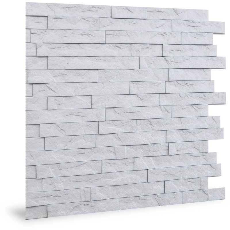 

Panel de pared 3D 704447 Ledge Stone Matte White Panel decorativo gofrado de aspecto piedra brillante blanco 2 m2 - Profhome 3d