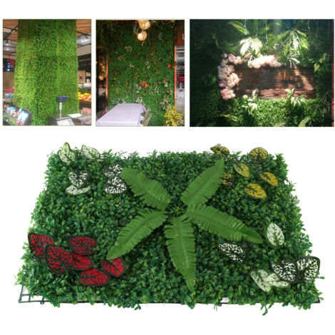 Panel de pared con plantas artificiales de PE de 60x40 cm - Césped decorativo para paredes interiores y exteriores