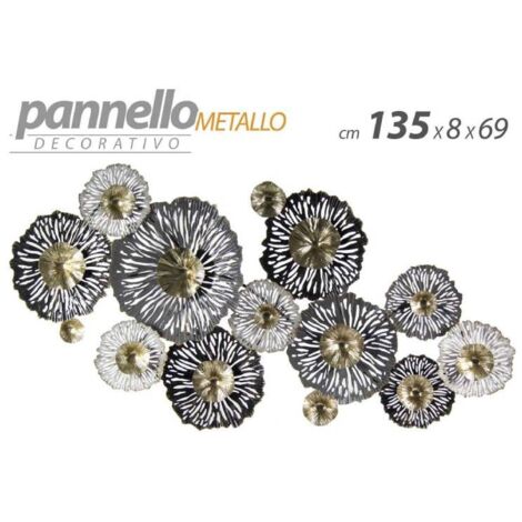 Panel de pared cuadrado de metal decoración 135 x 8 x 69 cm flores