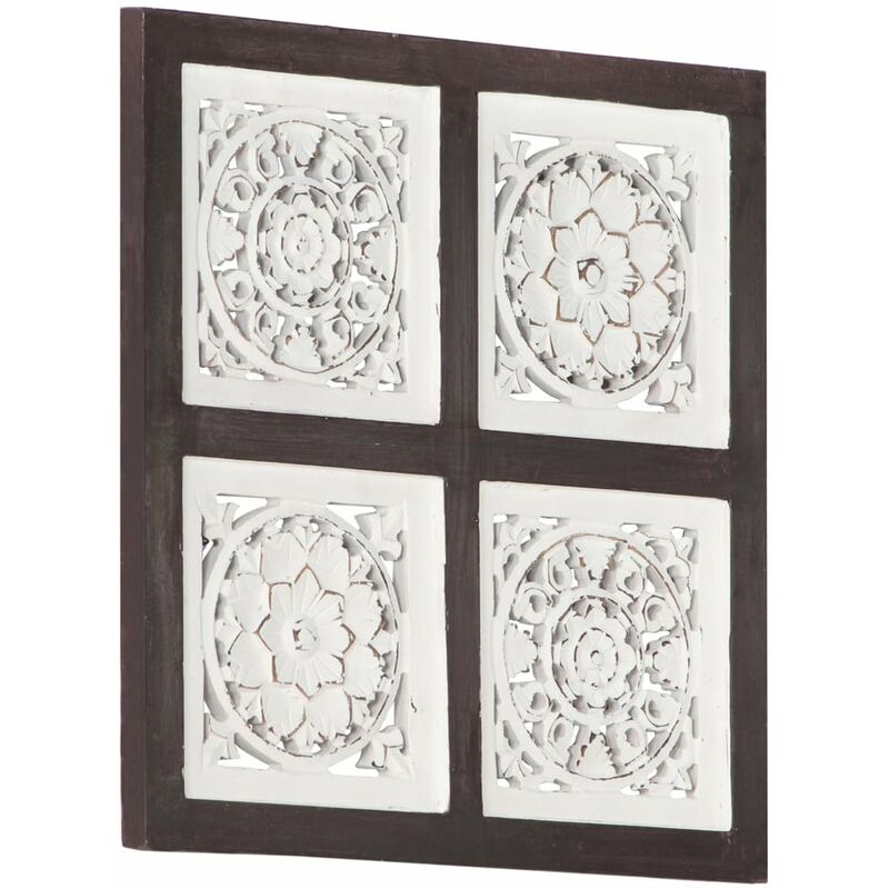 

Panel de pared tallado a mano MDF marron y blanco 40x40x1,5 cm