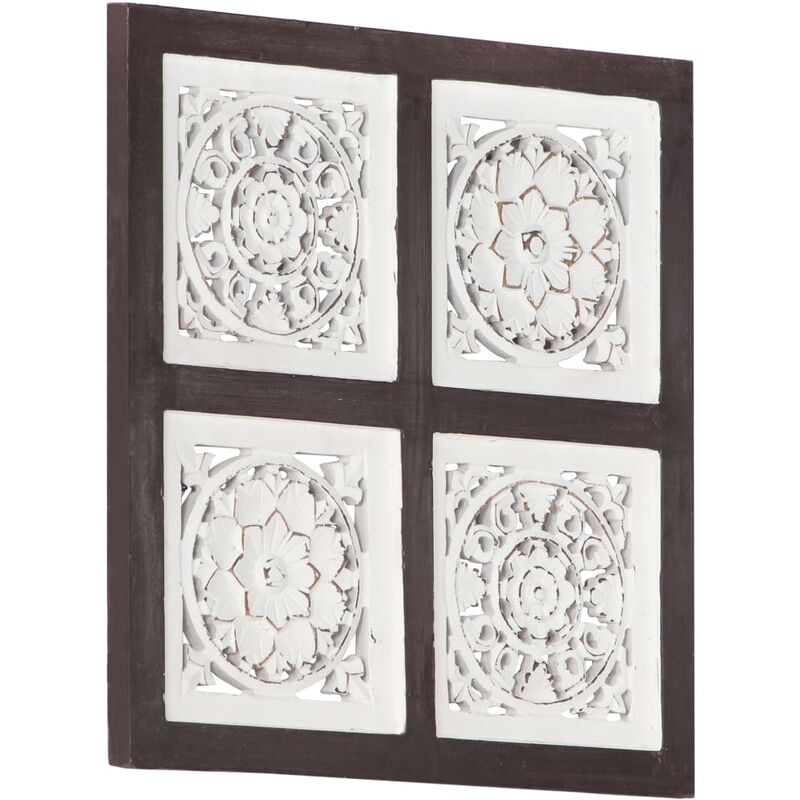 

Panel de pared tallado a mano MDF marrón y blanco 40x40x1,5 cm