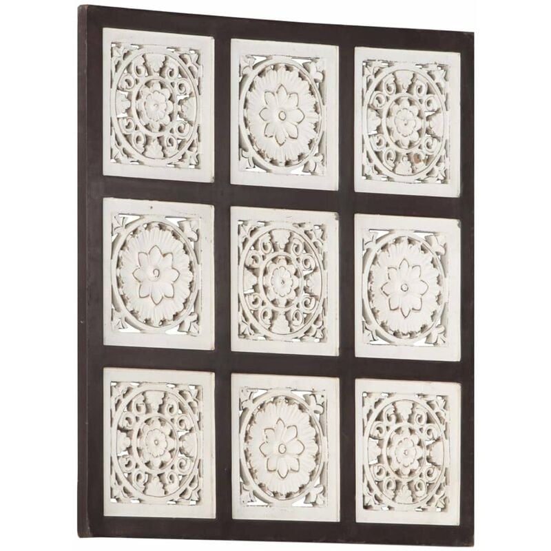 

Panel de pared tallado a mano MDF marron y blanco 60x60x1,5 cm
