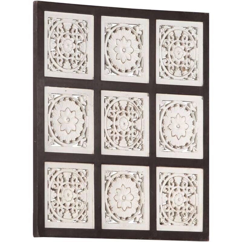 

Panel de pared tallado a mano MDF marrón y blanco 60x60x1,5 cm