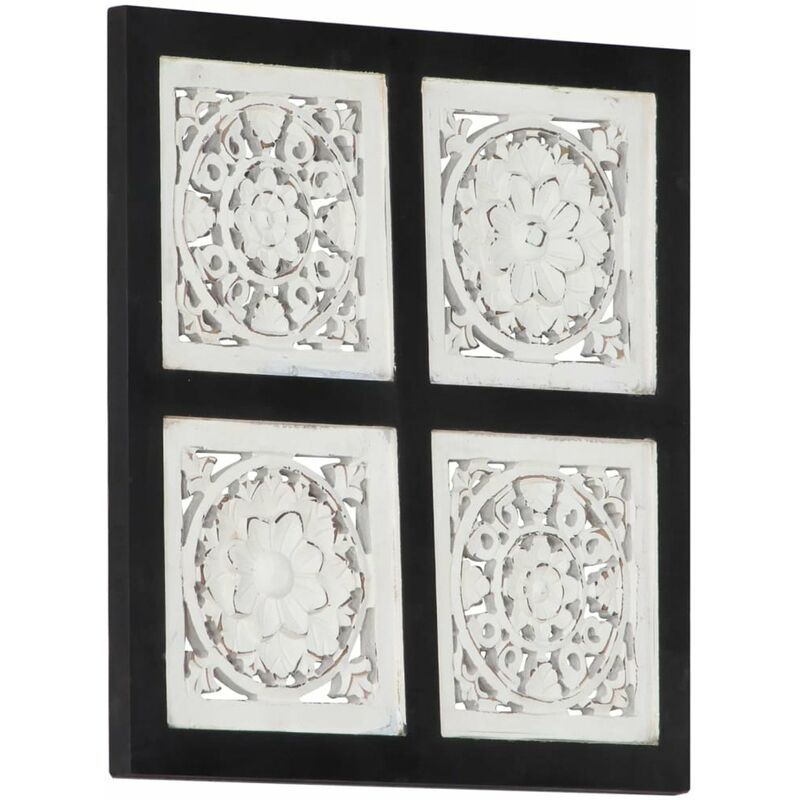 

Panel de pared tallado a mano MDF negro y blanco 40x40x1,5 cm