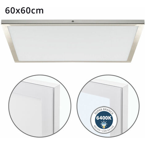 Panel de superficie VOLTAIRE 60x60 48W LED 3840lm 6400K 120° C.60xL.60xA.2,3cm Niquel