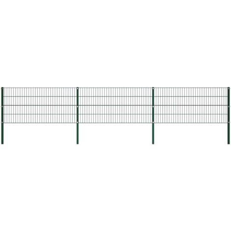 Panel de valla con postes de hierro 522x80 cm verde vidaXL