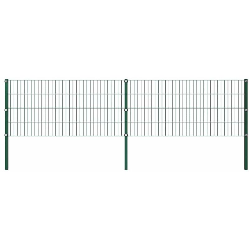 

vidaXL Panel de valla con postes hierro verde 3,4x0,8 m - Verde