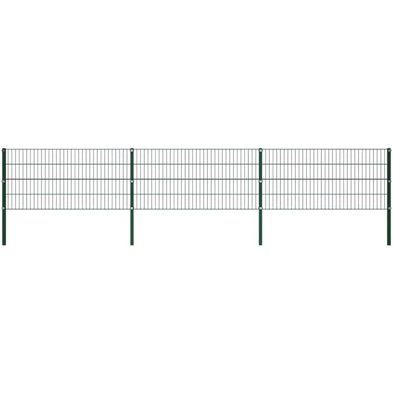 

vidaXL Panel de valla con postes hierro verde 5,1x0,8 m - Verde