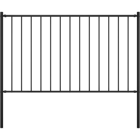 Panel de valla Woerden con postes de acero, 1,7 x 1 m, negro