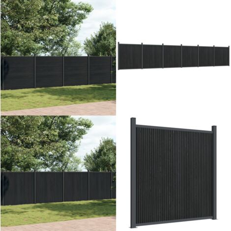 Panel de valla WPC gris 1045x186 cm - Valla de privacidad - Valla de aluminio