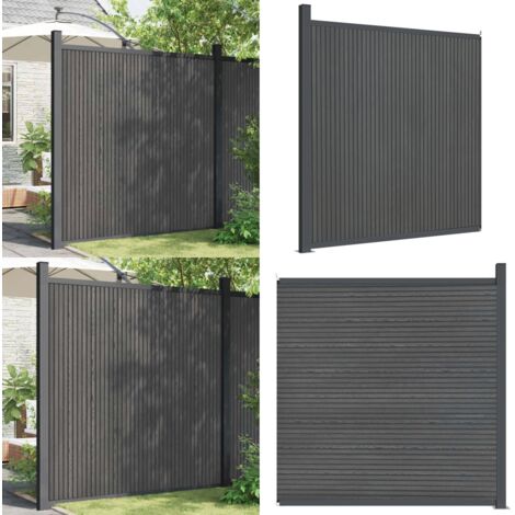 Panel de valla WPC gris 173x186 cm - Valla de seguridad - Valla de privacidad
