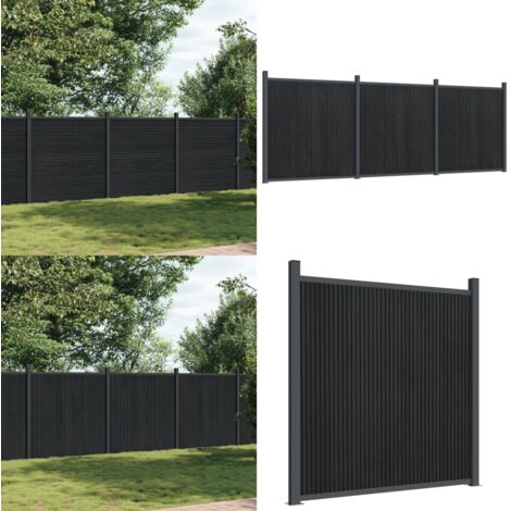 Panel de valla WPC gris 526x186 cm - Valla de privacidad - Valla de aluminio