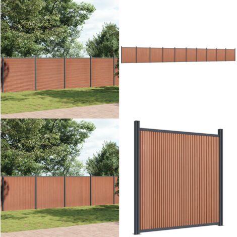 Panel de valla WPC marrón 1737x186 cm - Valla de seguridad - Valla de privacidad