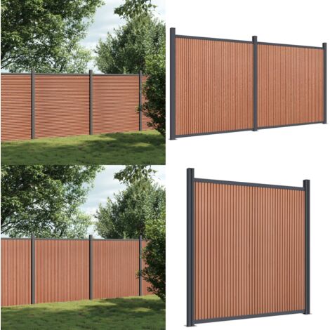 Panel de valla WPC marrón 353x186 cm - Valla de madera y plástico - Valla de aluminio
