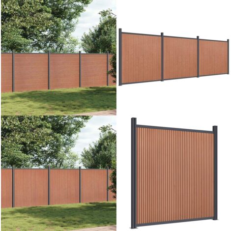 Panel de valla WPC marrón 526x186 cm - Valla de madera y plástico - Valla de aluminio