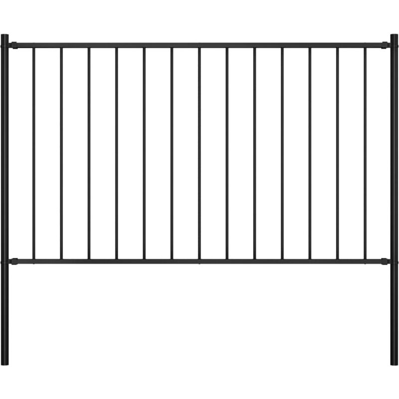 

Panel de valla y postes acero recubrimiento polvo negro 1,7x1 m - Negro - Vidaxl