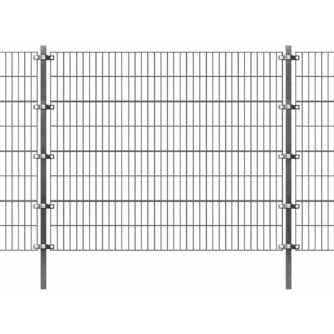 vidaXL Panel de valla y postes hierro recubrimiento polvo gris 6x1,2 m - Gris