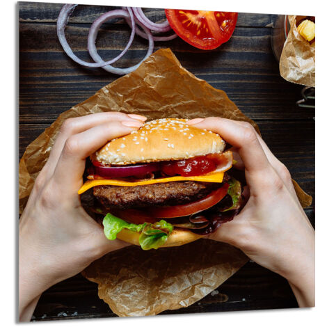 PANEL DE VIDRIO PARA COCINA 60x65 Hamburguesa