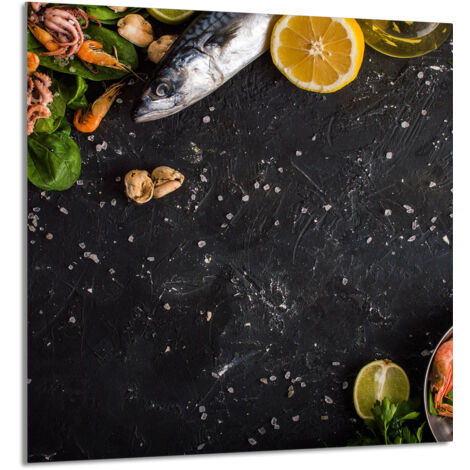 PANEL DE VIDRIO PARA COCINA 60x65 Pescado