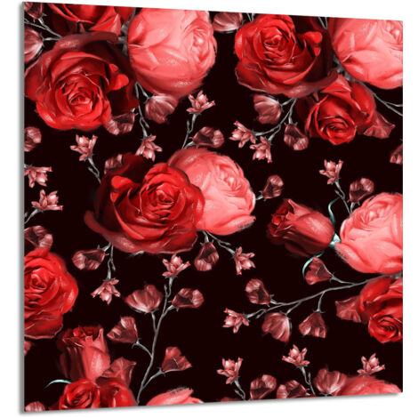 PANEL DE VIDRIO PARA COCINA 60x65 Rosas