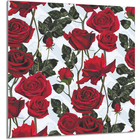 PANEL DE VIDRIO PARA COCINA 60x65 Rosas