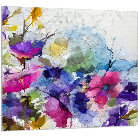 PANEL DE VIDRIO PARA COCINA 65x60 Flores