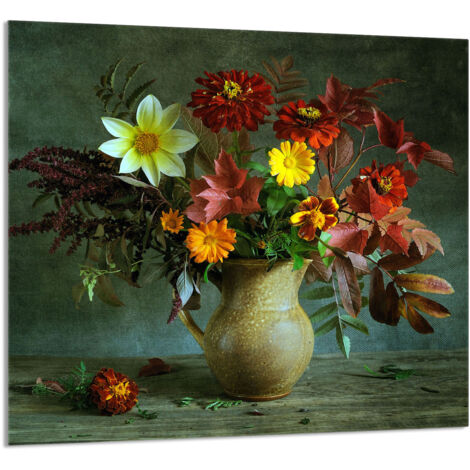 PANEL DE VIDRIO PARA COCINA 65x60 Flores