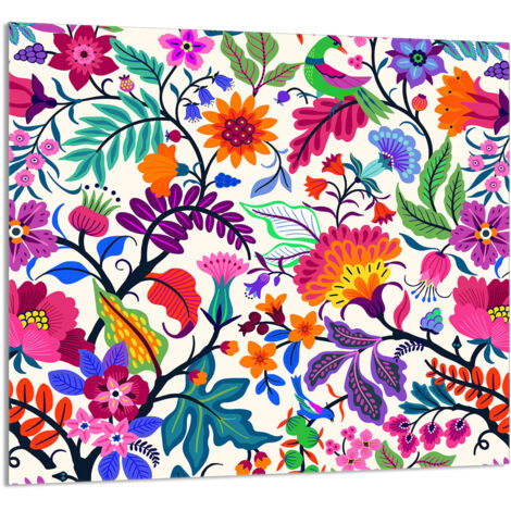 PANEL DE VIDRIO PARA COCINA 65x60 Flores