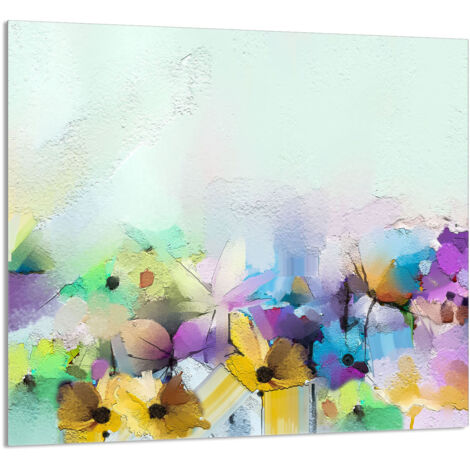PANEL DE VIDRIO PARA COCINA 65x60 Flores