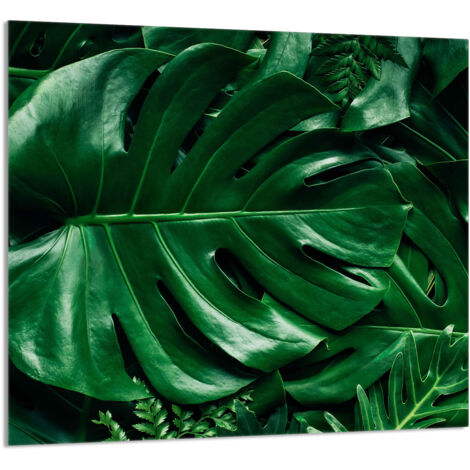 PANEL DE VIDRIO PARA COCINA 65x60 Monstera
